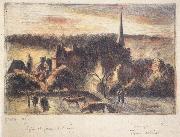 Camille Pissarro Church and farm at Eragny-sur-Epte painting